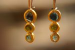 solid gold dangle earrings//blue green gem Earrings//24k Gold Dangle & Drop Earrings//spring color earrings//24k gold earrings//24k gold