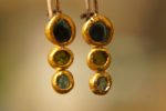 solid gold dangle earrings//blue green gem Earrings//24k Gold Dangle & Drop Earrings//spring color earrings//24k gold earrings//24k gold