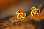 24k solid gold//tourmaline topaz rhodolite//24k gold studs//24k gold earrings//gold gem earrings //24k gold jewelry//one of a kind jewelry