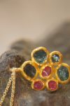 24k gold pendant//flower 22k gold //gold artisan charm//blue gold pendant//artisan gold pendant//tourmaline pendant charm//24k gold pendant