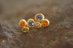 24k solid gold//orange sapphire & diamonds//diamond sapphire Earrings//stud earrings//gold earrings//sapphire earrings //24k gold earring