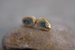 solid gold drop earrings-blue topaz Earrings-Gold Studs-stud earrings-22k earrings-solid gold earrings- 22k stud with stone- topaz earrings
