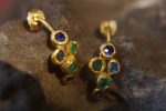 24k solid gold//orange sapphire hoop earrings//orange sapphire hoops//24k hoop earrings//gold earrings//sapphire hoops //24k gold studs