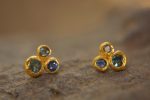 24k solid gold//sapphire ruby studs//blue sapphire Earrings//stud earrings//gold earrings//sapphire earrings //24k gold earring//gold ruby