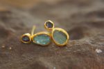 solid 24k gold- raw gem Studs -raw gem stone- Earrings-stud earrings-24k gold earrings-raw gem earrings rough sapphire earrings-