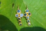 24k solid gold//blue sapphire hoop earrings//blue sapphire hoops//24k hoop earrings//gold earrings//sapphire hoops //24k gold studs