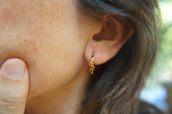 24k solid gold//blue sapphire hoop earrings//blue sapphire hoops//24k hoop earrings//gold earrings//sapphire hoops //24k gold studs