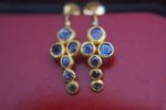 24k solid gold//blue sapphire hoop earrings//blue sapphire hoops//24k hoop earrings//gold earrings//sapphire hoops //24k gold studs
