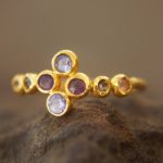 mult stone gold ring//artisan solid gold ring//multicolor ring//artisan engagement ring//24k gold ring//tanzanite gold ring//pink tourmaline