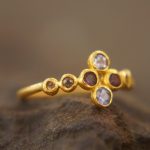 mult stone gold ring//artisan solid gold ring//multicolor ring//artisan engagement ring//24k gold ring//tanzanite gold ring//pink tourmaline