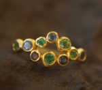 sapphire gold ring//artisan emerald ring//emerald sapphire ring//engagement earrings//24k gold ring//emerald gold ring//24k gold earring