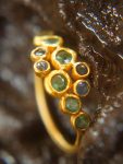 sapphire gold ring//artisan emerald ring//emerald sapphire ring//engagement earrings//24k gold ring//emerald gold ring//24k gold earring