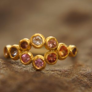 mult stone gold ring//artisan solid gold ring//multicolor ring//artisan engagement ring//24k gold ring//tanzanite gold ring//pink tourmaline