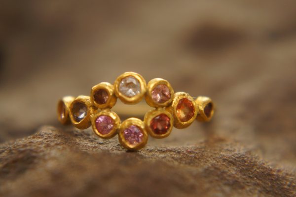 mult stone gold ring//artisan solid gold ring//multicolor ring//artisan engagement ring//24k gold ring//tanzanite gold ring//pink tourmaline