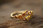 mult stone gold ring//artisan solid gold ring//multicolor ring//artisan engagement ring//24k gold ring//tanzanite gold ring//pink tourmaline