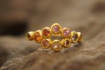 mult stone gold ring//artisan solid gold ring//multicolor ring//artisan engagement ring//24k gold ring//tanzanite gold ring//pink tourmaline