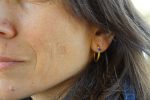 sapphire gold hoop earring//gold hoop earring//24k gold jewelry//handmade artisan hoop earring//artisan fine gold hoops//unique rustic hoop