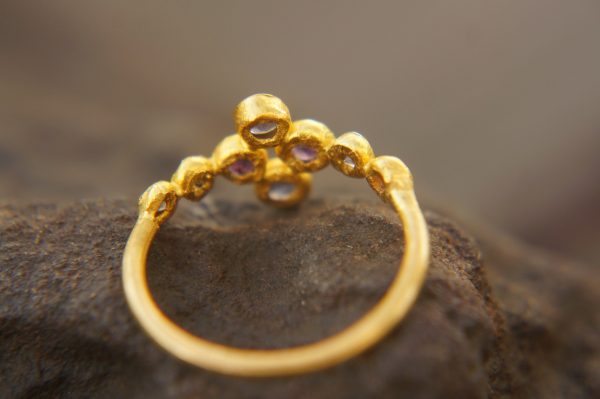 mult stone gold ring//artisan solid gold ring//multicolor ring//artisan engagement ring//24k gold ring//tanzanite gold ring//pink tourmaline