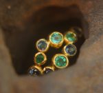 sapphire gold ring//artisan emerald ring//emerald sapphire ring//engagement earrings//24k gold ring//emerald gold ring//24k gold earring