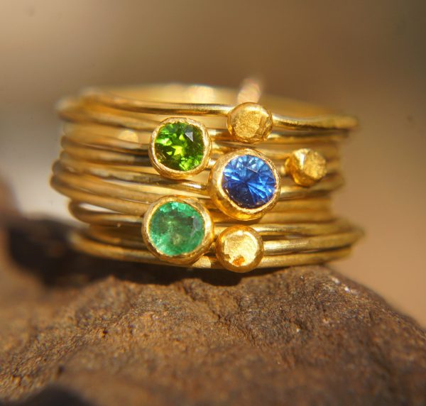 18k gold stacking ring//rose gold stacking ring//handmade one of kind//boho stacking ring//rose gold nugget ring//custom made stacking ring