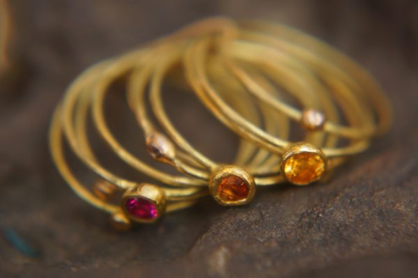 22k gold stacking ring//sapphire ruby ring//handmade one of a kind//boho engagement ring//gold nugget ring//custom made stacking ring