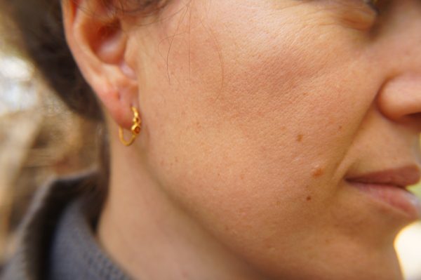 pink sapphire gold hoops 24k gold,24k handmade artisan gold hoops gold small hoops gold with pink sapphire,24k organic gold hoops pink gem