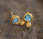 solid 24k gold//lilac appetite Studs//blue stud Earrings//gold stud earrings//24k gold earrings//green appetite gold studs//hand made