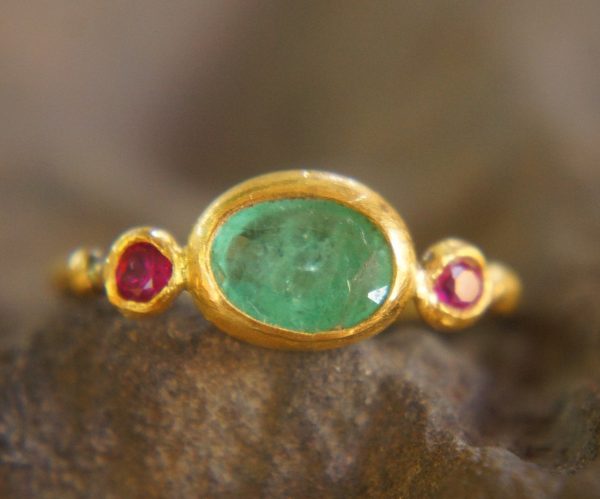 green tourmaline ring,blue sapphire ring, 24k gold ring, unique engagement earrings, 24k gold gem ring, gold tourmaline sapphire