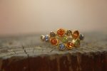 multi stone gold ring//diamond sapphire ring//multi stone ring//engagement earring//24k gold ring//orange sapphire ring//24k gold ring