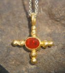 24k gold pendant//gold cross//gold artisan opal//fire opal gold pendant//fire opal gold cross// opal 24k cross//artisan gold cross
