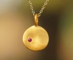 24k gold sapphire charm pendant Disc Pendant Gold sapphire Pendant Nugget//little sapphire charm//24ct charm disc pebble pendant