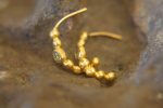 24k gold hoop earring//blue aquamarine hoop earring//24k gold jewelry//handmade artisan hoop earring//artisan gold hoops//unique rustic hoop