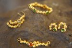 24k gold hoop earring//blue aquamarine hoop earring//24k gold jewelry//handmade artisan hoop earring//artisan gold hoops//unique rustic hoop