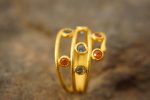 multi stone gold ring//22k gold sapphire ring//blue sapphire ring//engagement earring//22k gold ring//orange sapphire ring//22k gold ring