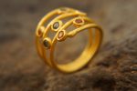 multi stone gold ring//22k gold sapphire ring//blue sapphire ring//engagement earring//22k gold ring//orange sapphire ring//22k gold ring