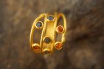 multi stone gold ring//22k gold sapphire ring//blue sapphire ring//engagement earring//22k gold ring//orange sapphire ring//22k gold ring