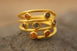 multi stone gold ring//22k gold sapphire ring//blue sapphire ring//engagement earring//22k gold ring//orange sapphire ring//22k gold ring
