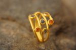multi stone gold ring//22k gold sapphire ring//blue sapphire ring//engagement earring//22k gold ring//orange sapphire ring//22k gold ring