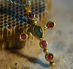 24k gold cross//gold sapphire cross//gold artisan ruby//Ruby cross pendant//blue sapphire gold cross//ruby 24k cross//artisan gold cross