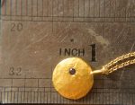24k gold sapphire charm pendant Disc Pendant Gold sapphire Pendant Nugget//little sapphire charm//24ct charm disc pebble pendant