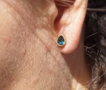 blue topaz gold teardrop studs,blue topaz Studs//blue drop stud //gold stud earrings//24k gold earrings//blue topaz Masonite//boho artisan