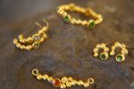 24k gold hoop earring//blue aquamarine hoop earring//24k gold jewelry//handmade artisan hoop earring//artisan gold hoops//unique rustic hoop