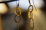 22K Gold earrings//solid gold dangle//Handcrafted Earrings//Minimalist 22k Jewelry//Wedding Earrings//anniversary gift//22k gold artisan