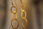 22K Gold earrings//solid gold dangle//Handcrafted Earrings//Minimalist 22k Jewelry//Wedding Earrings//anniversary gift//22k gold artisan