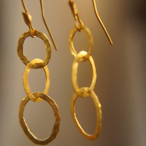 22K Gold earrings//solid gold dangle//Handcrafted Earrings//Minimalist 22k Jewelry//Wedding Earrings//anniversary gift//22k gold artisan