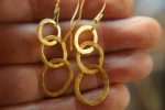 22K Gold earrings//solid gold dangle//Handcrafted Earrings//Minimalist 22k Jewelry//Wedding Earrings//anniversary gift//22k gold artisan