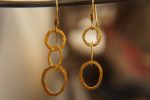 22K Gold earrings//solid gold dangle//Handcrafted Earrings//Minimalist 22k Jewelry//Wedding Earrings//anniversary gift//22k gold artisan