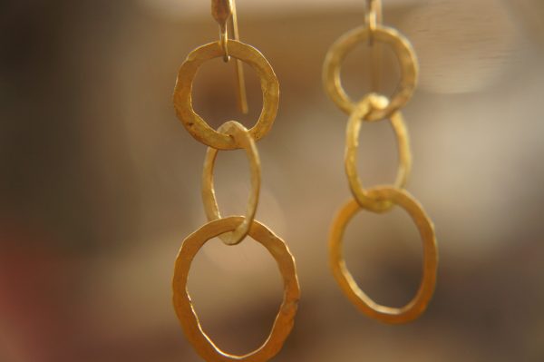 22K Gold earrings//solid gold dangle//Handcrafted Earrings//Minimalist 22k Jewelry//Wedding Earrings//anniversary gift//22k gold artisan