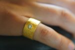 22k gold diamond ring//gold diamond ring//hammered diamond engagement ring//22k gold engagement//artisan diamond ring//boho engagement ring
