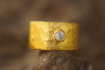 22k gold diamond ring//gold diamond ring//hammered diamond engagement ring//22k gold engagement//artisan diamond ring//boho engagement ring